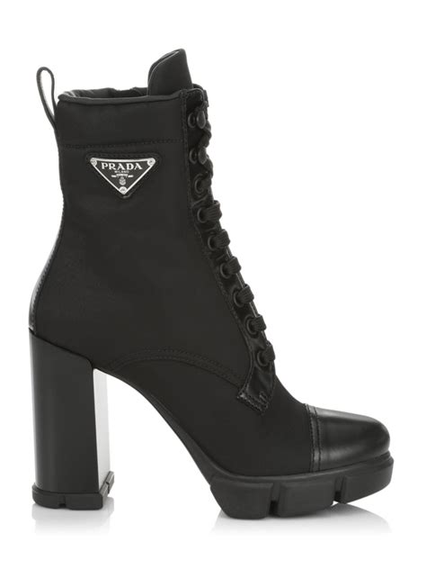 prada 110 leather & nylon hiker booties|Prada leather dresses.